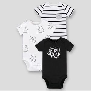Lamaze Baby Boys' Organic Cotton 3-pack Short Sleeve Bodysuits